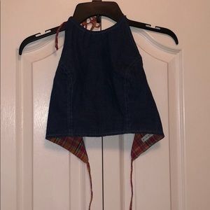 Blanc Noir reversible tie back crop top